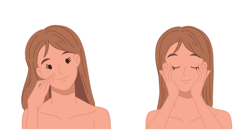 Femme avec un visage clair et sans boutons  Illustration