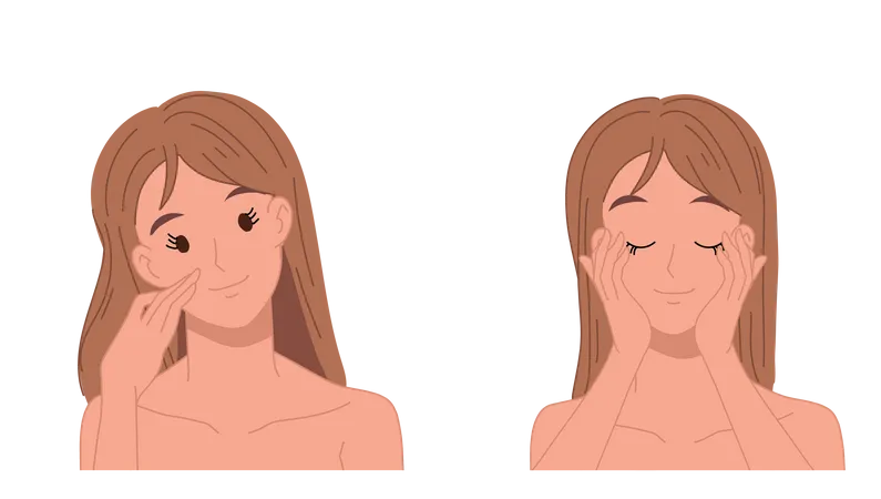 Femme avec un visage clair et sans boutons  Illustration