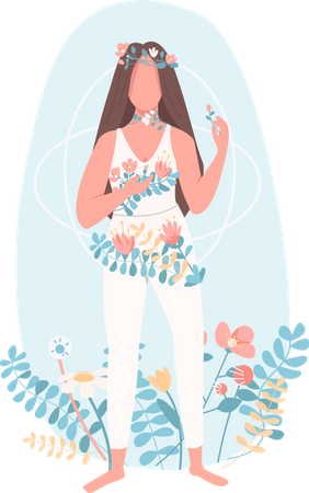 Femme avec des fleurs  Illustration