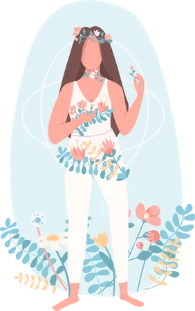 Femme avec des fleurs  Illustration