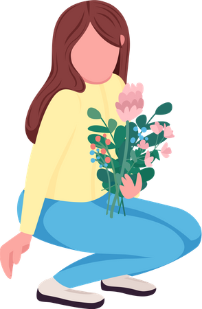 Femme avec des fleurs  Illustration