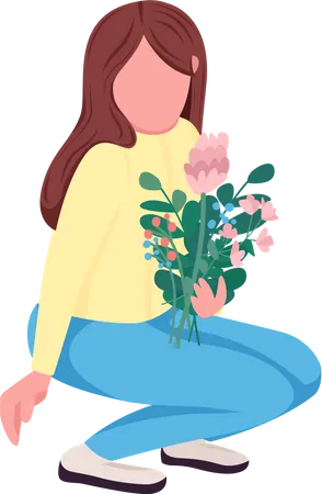 Femme avec des fleurs  Illustration