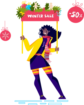 Femme aux soldes d'hiver  Illustration