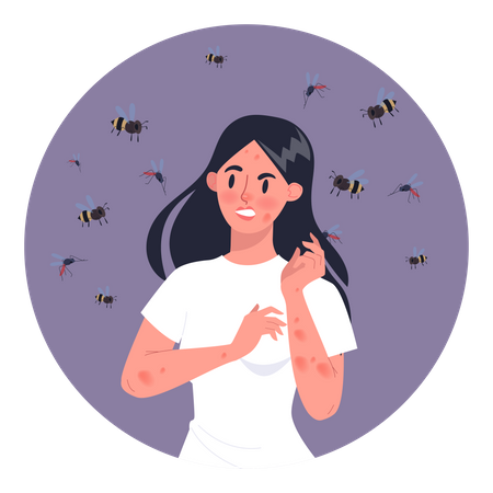 Femme allergique aux abeilles  Illustration