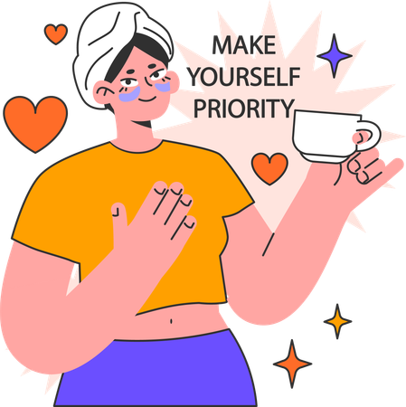 Femme avec amour de soi  Illustration