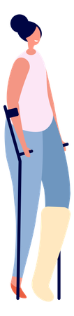Femme avec béquille  Illustration