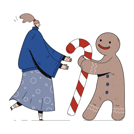 Femme avec biscuit de Noël  Illustration