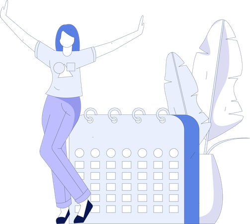 Femme avec calendrier  Illustration