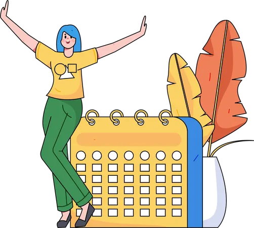 Femme avec calendrier  Illustration