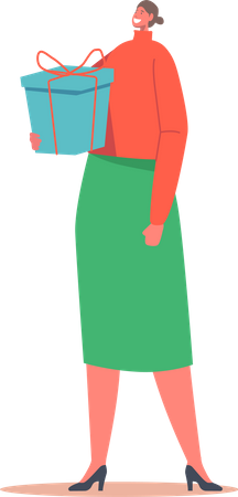 Femme avec boîte cadeau  Illustration