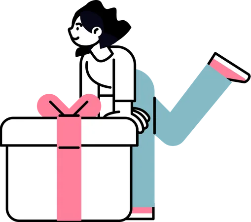 Femme avec boîte cadeau  Illustration