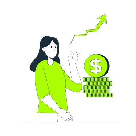 Femme avec un concept de croissance financière  Illustration