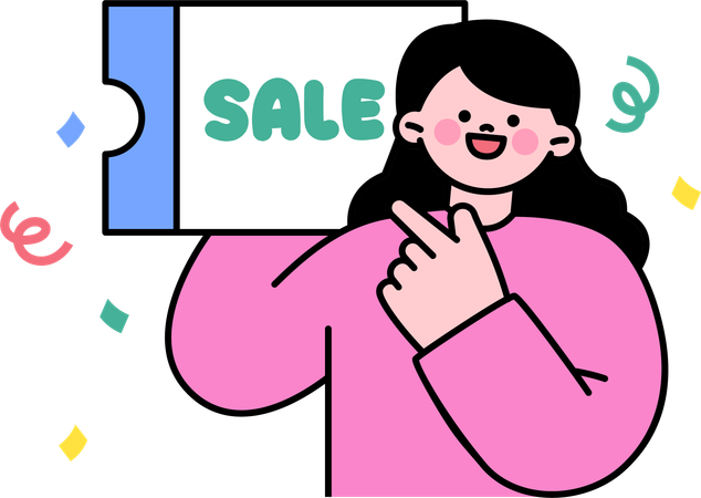 Femme avec coupon de vente  Illustration