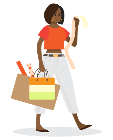 Femme avec des sacs à provisions  Illustration