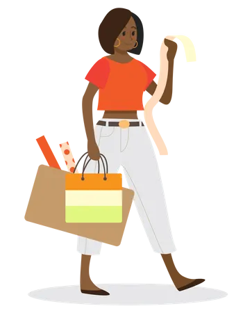 Femme avec des sacs à provisions  Illustration