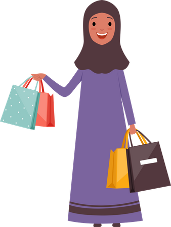 Femme avec des sacs à provisions  Illustration