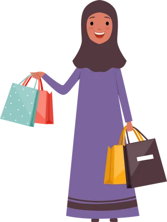 Femme avec des sacs à provisions  Illustration