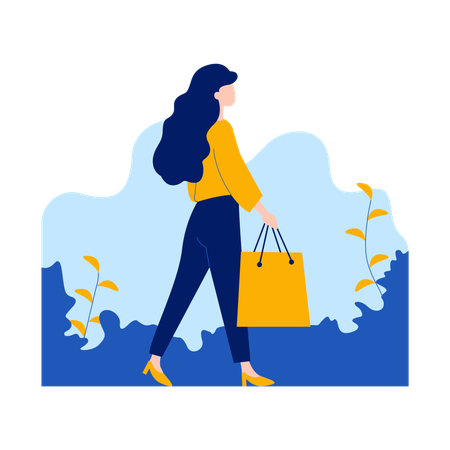 Femme avec des sacs à provisions  Illustration