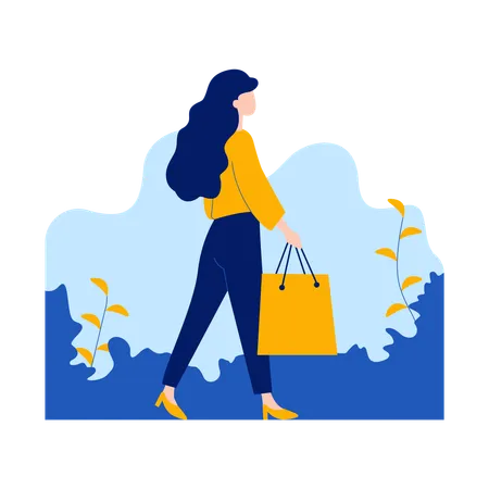 Femme avec des sacs à provisions  Illustration