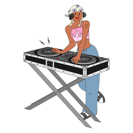 Femme avec contrôleur DJ  Illustration