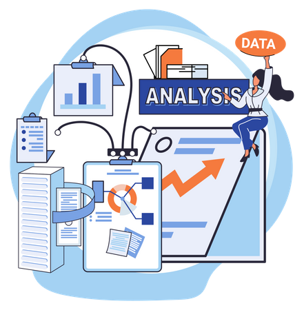 Femme avec rapport d'analyse de données  Illustration