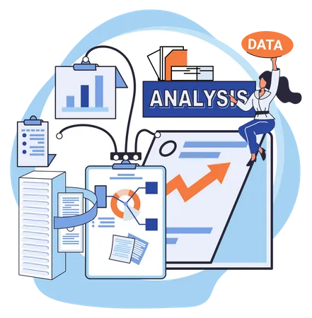 Femme avec rapport d'analyse de données  Illustration