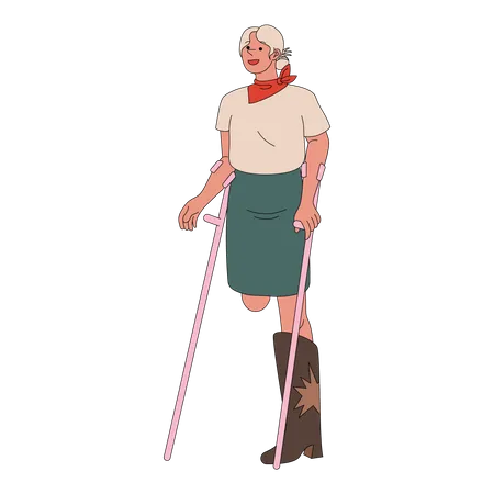 Femme handicapée à la jambe  Illustration