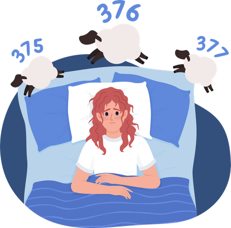 Femme souffrant d'insomnie au lit  Illustration