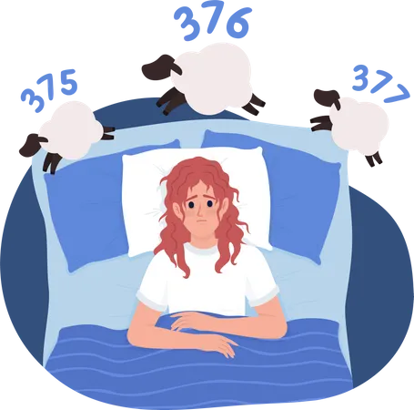 Femme souffrant d'insomnie au lit  Illustration