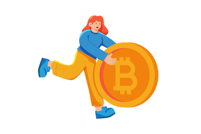 Femme avec investissement Bitcoin  Illustration