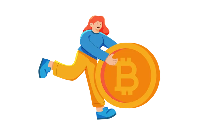 Femme avec investissement Bitcoin  Illustration