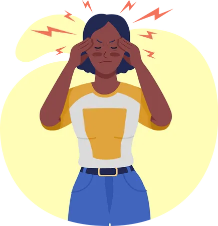 Femme souffrant de migraine  Illustration