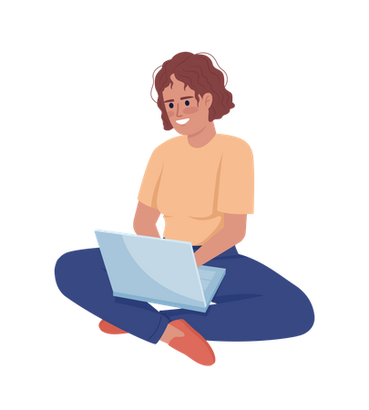 Femme avec ordinateur portable  Illustration