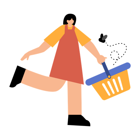 Femme avec un panier vide  Illustration