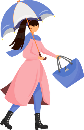 Femme avec parapluie  Illustration