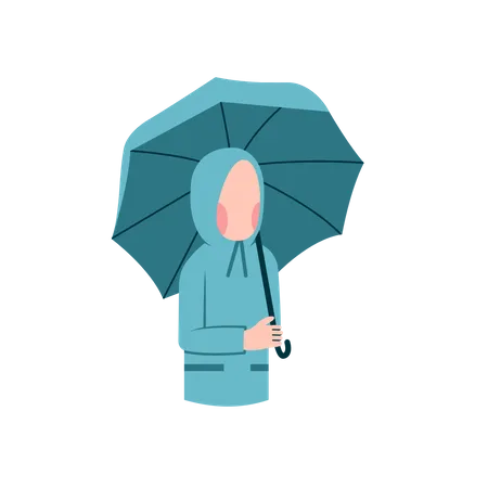 Femme avec parapluie  Illustration