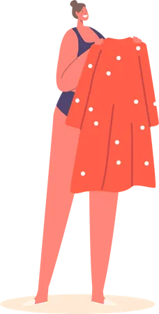 Femme avec une robe rouge  Illustration