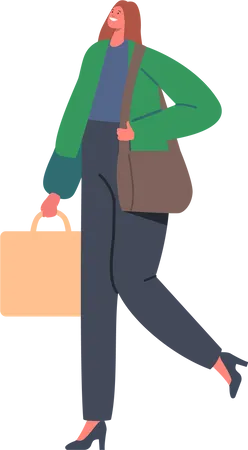 Femme avec un sac à provisions  Illustration