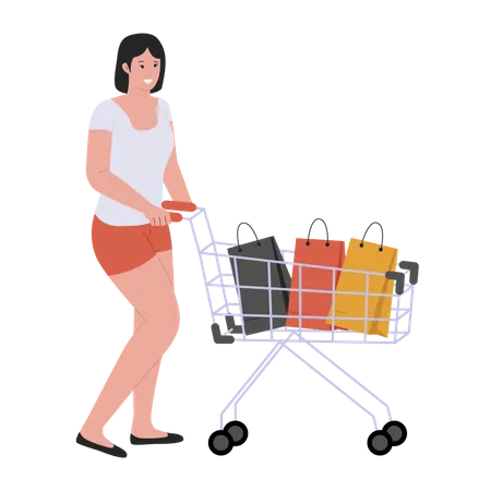 Femme avec un sac à provisions  Illustration