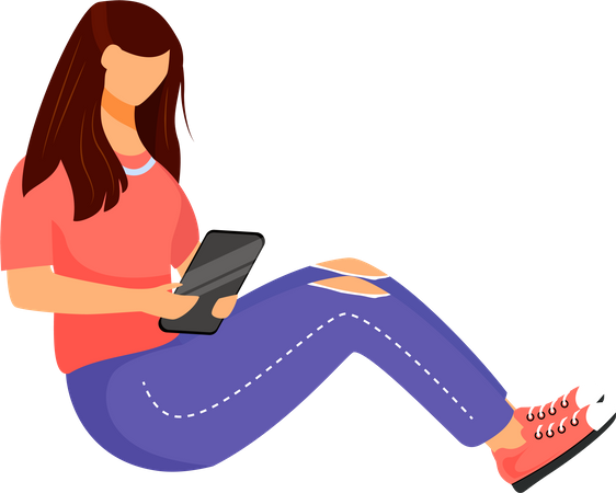 Femme avec smartphone  Illustration