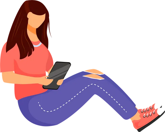 Femme avec smartphone  Illustration