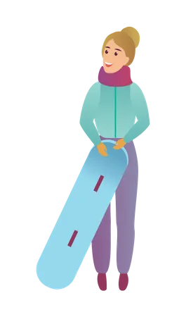 Femme avec snowboard  Illustration