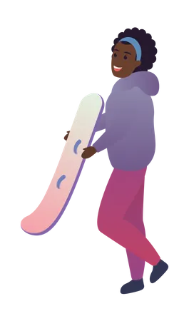 Femme avec snowboard  Illustration