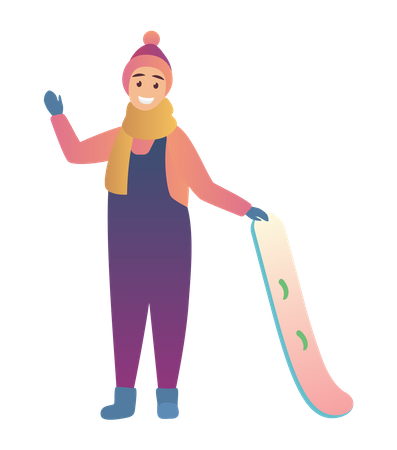 Femme avec snowboard  Illustration