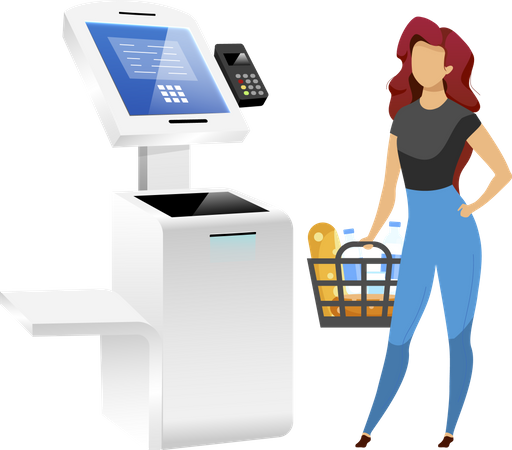 Femme avec terminal de magasin  Illustration