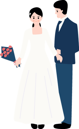 Femme avec un bouquet de mariée  Illustration