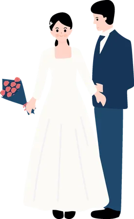 Femme avec un bouquet de mariée  Illustration