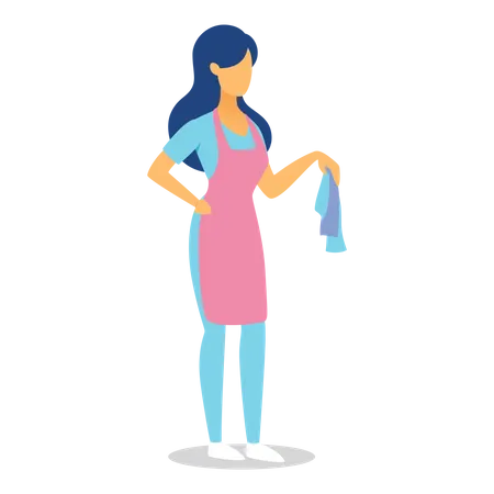 Femme avec un chiffon de nettoyage  Illustration