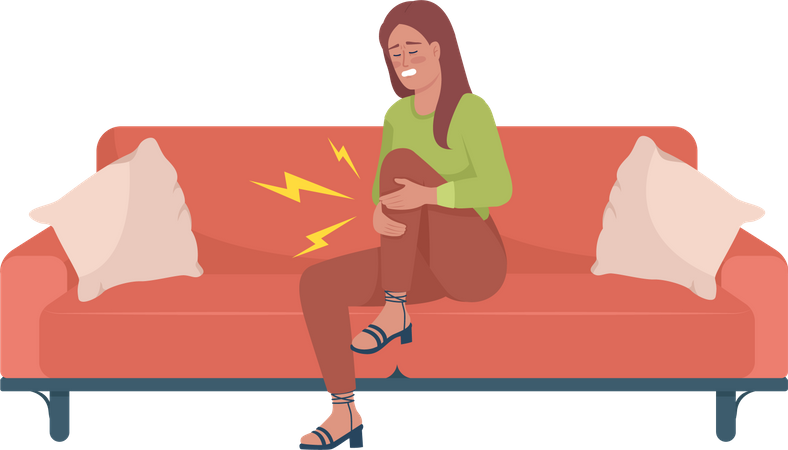 Femme avec un genou blessé  Illustration