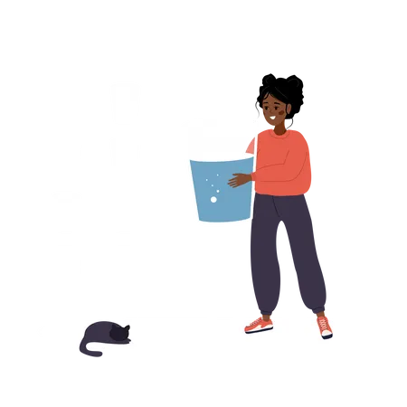 Femme avec un grand verre d'eau minérale  Illustration